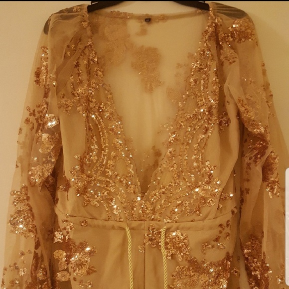 Gold/Nude Sequins Romper 💕HP💕 x2 - Picture 2 of 7